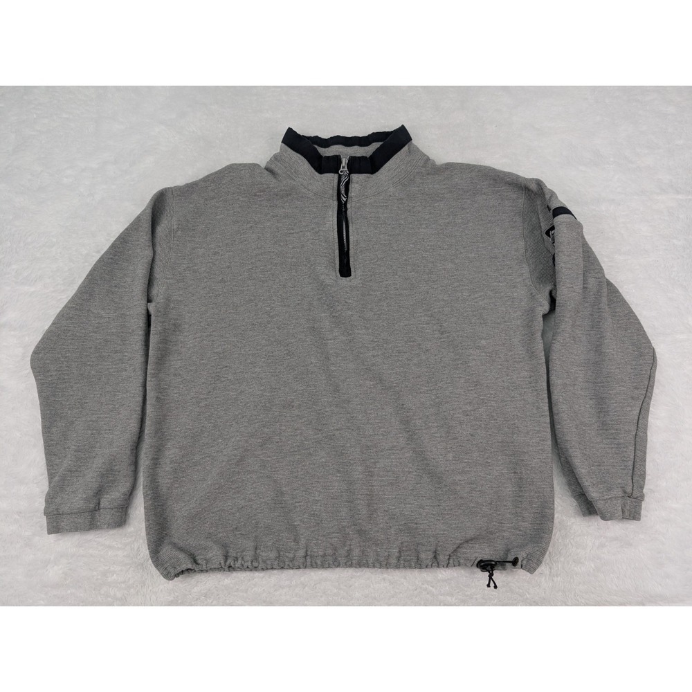 Carbon 2 Cobalt Sweater Men's L Gray‎ 1/4 Zip Pullover Long Sleeve Shoulder Zip
